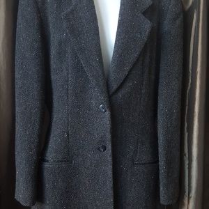 Pringle of Scotland wool blazer deep grey tweed